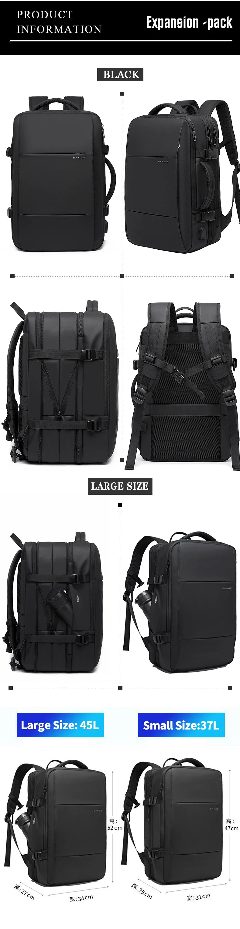 Expandable Men's Waterproof Backpack