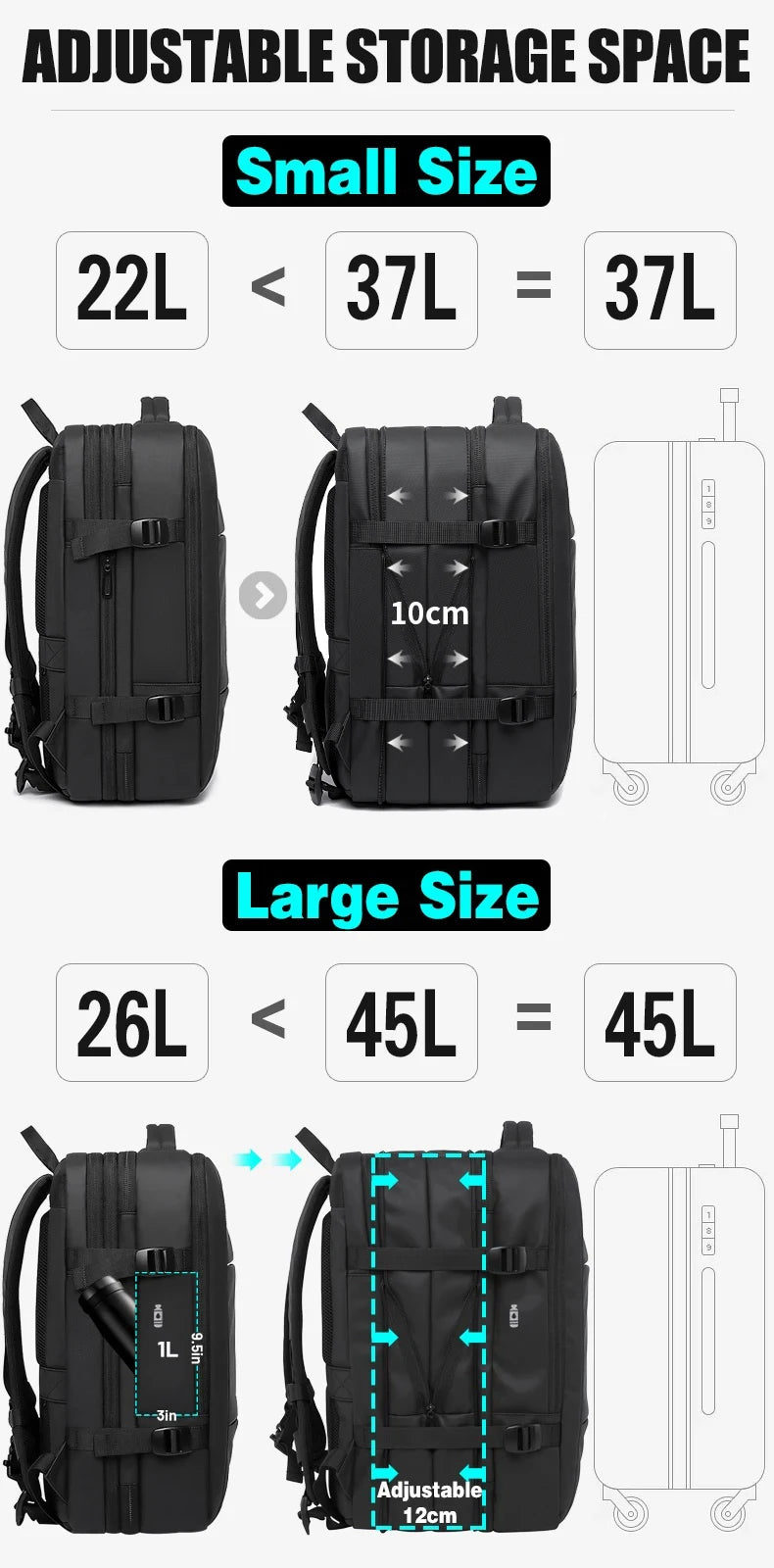 Expandable Men's Waterproof Backpack