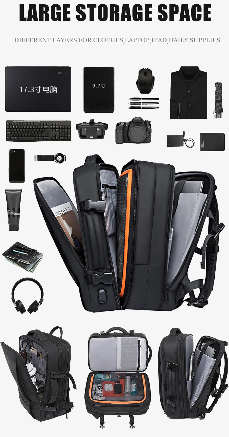 Expandable Men's Waterproof Backpack