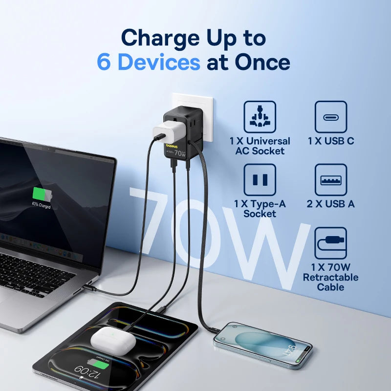 Baseus Universal Travel Adapter (70W GaN)