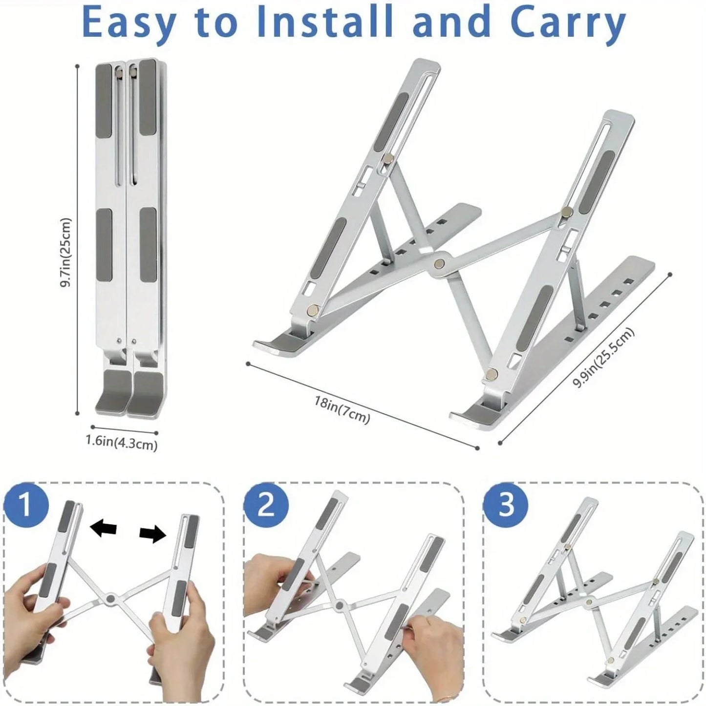 Foldable Aluminium Laptop Stand - Adjustable & Portable